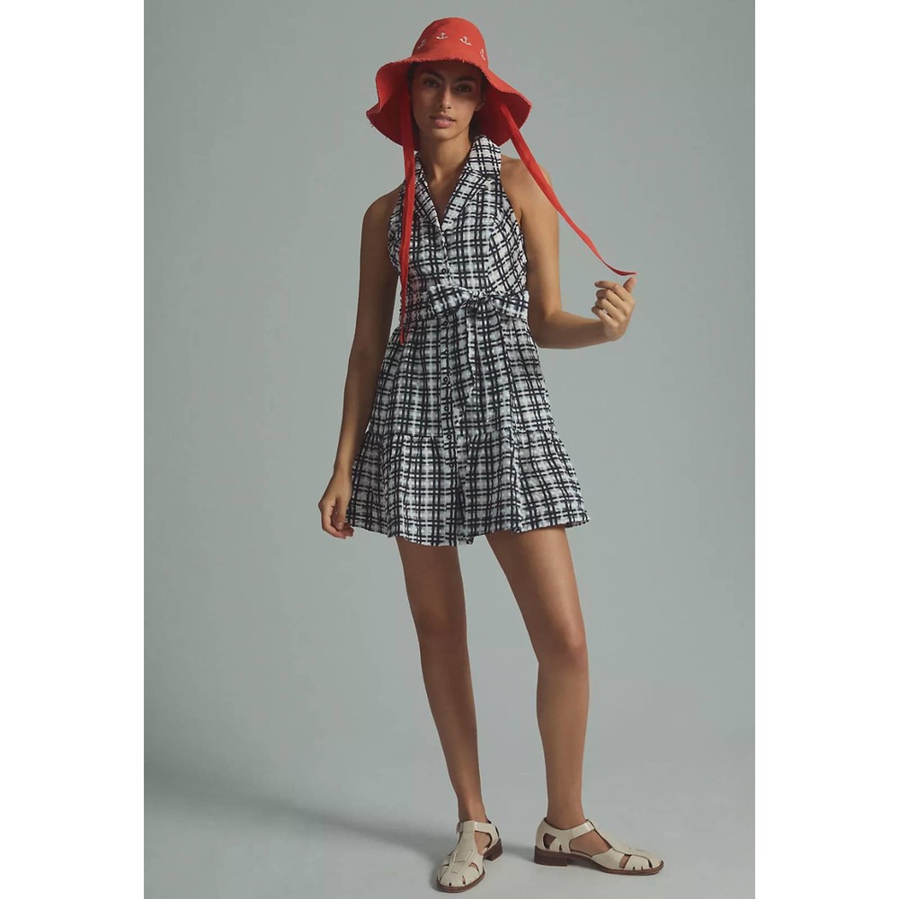 Anthropologie Maeve Mini Gingham Shirt Dress NWT Size 8